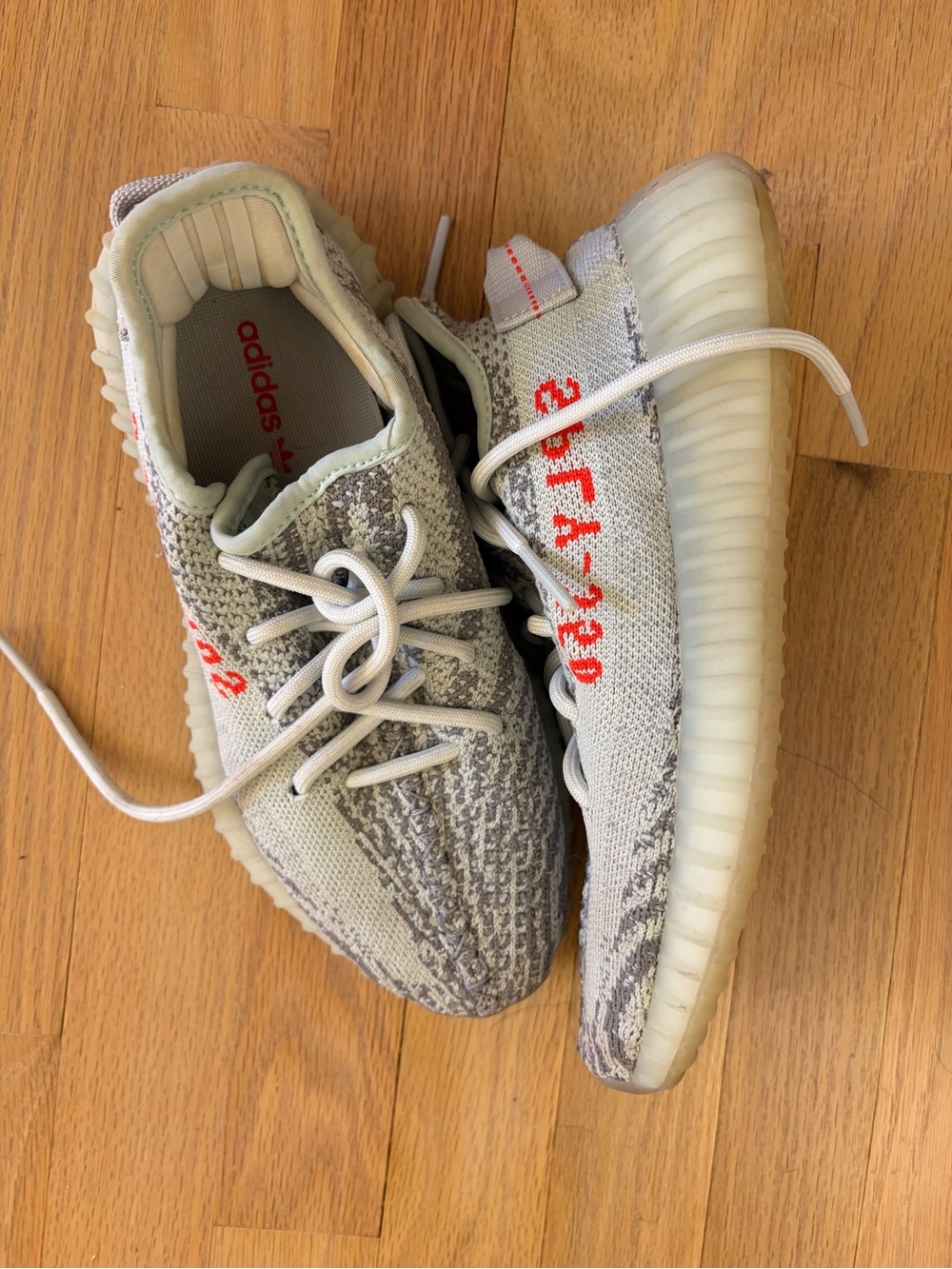 Yeezy Boost 350 V2 'Blue Tint' Light Gray with Red Accents